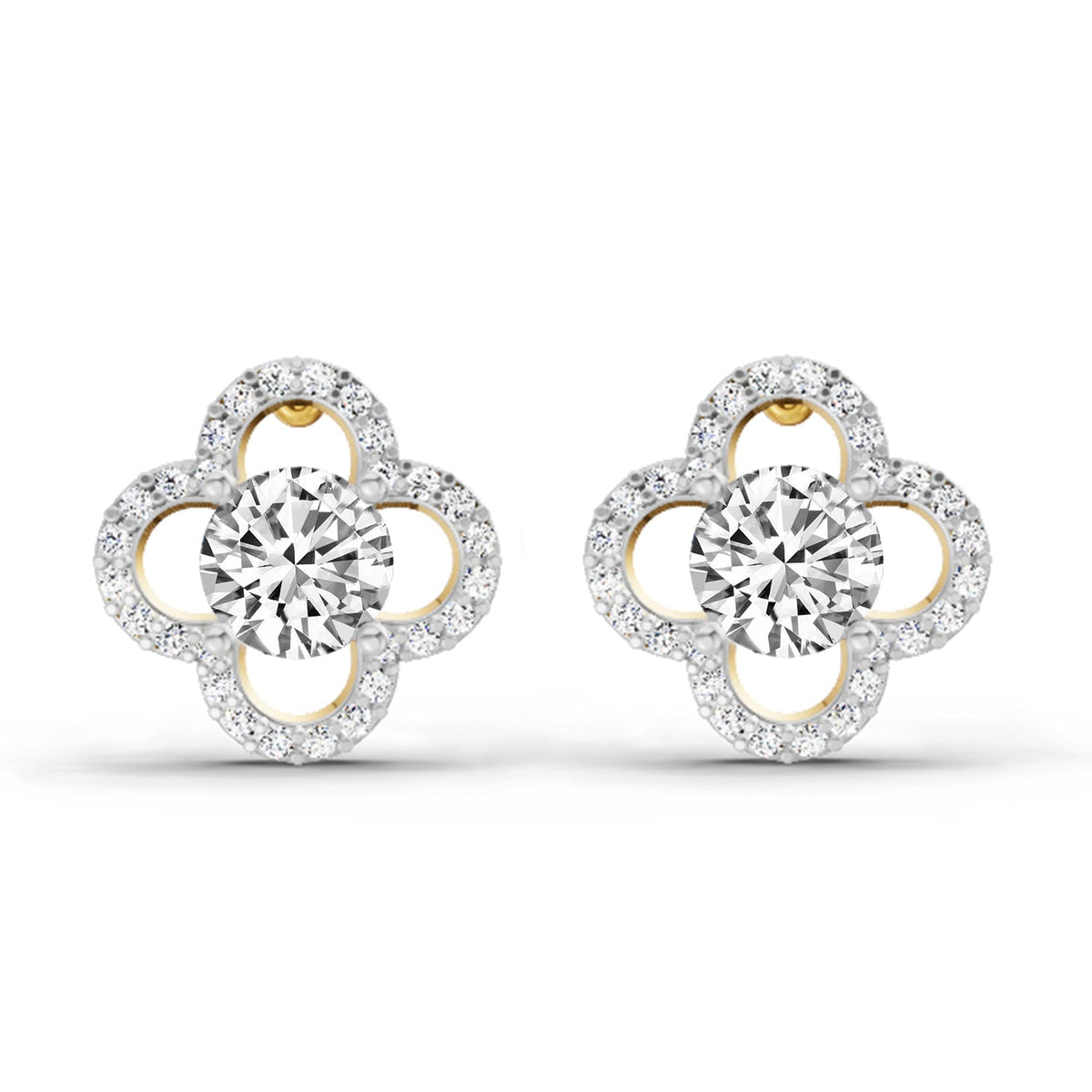 1.27 Carat Round Halo Stud Earrings 14K