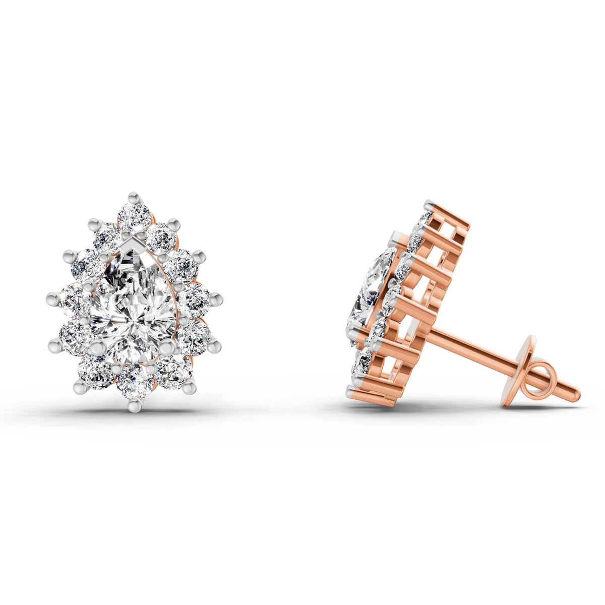 Exquisite Pear Halo Diamond Earrings