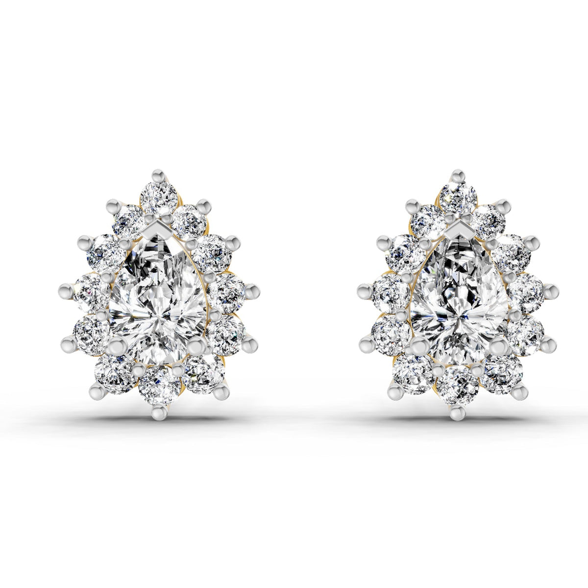 1.67 Carat Pear Shape Halo Diamond Earrings 14K