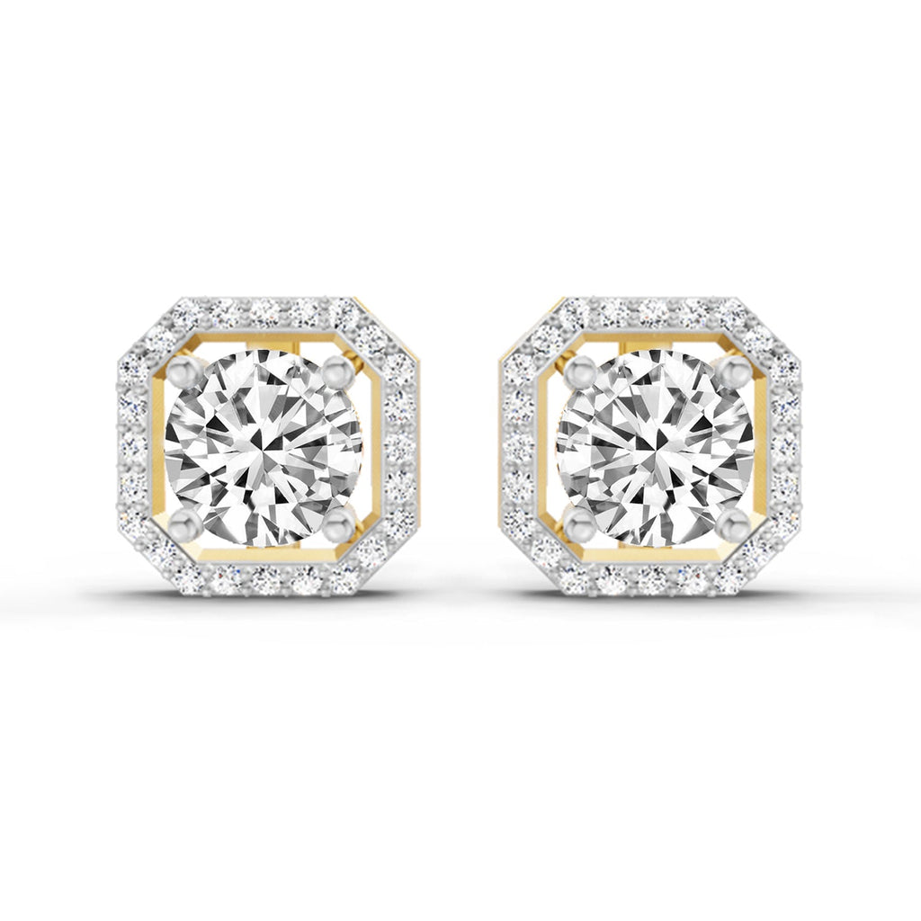 1.19 Carat Round Halo Stud Earrings 14K