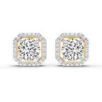 1.19 Carat Round Halo Stud Earrings 14K
