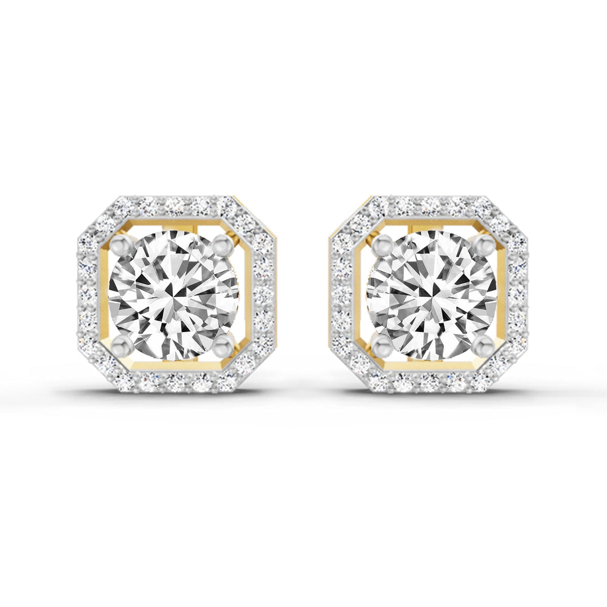 1.19 Carat Round Halo Stud Earrings 14K