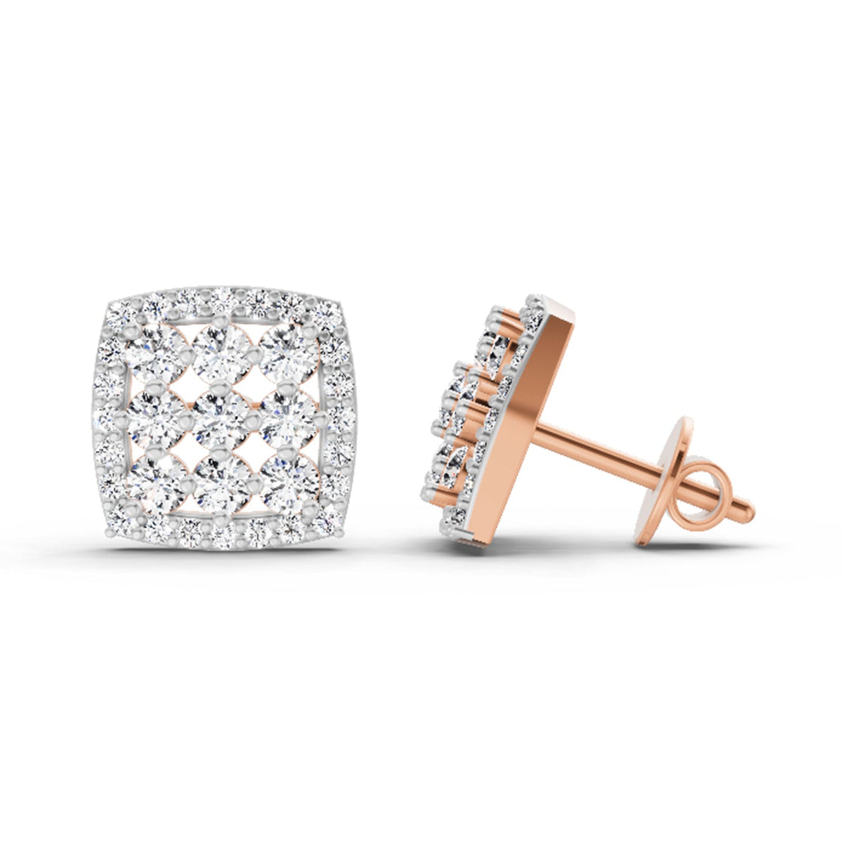 Sublime Round Halo Diamond Stud Earrings