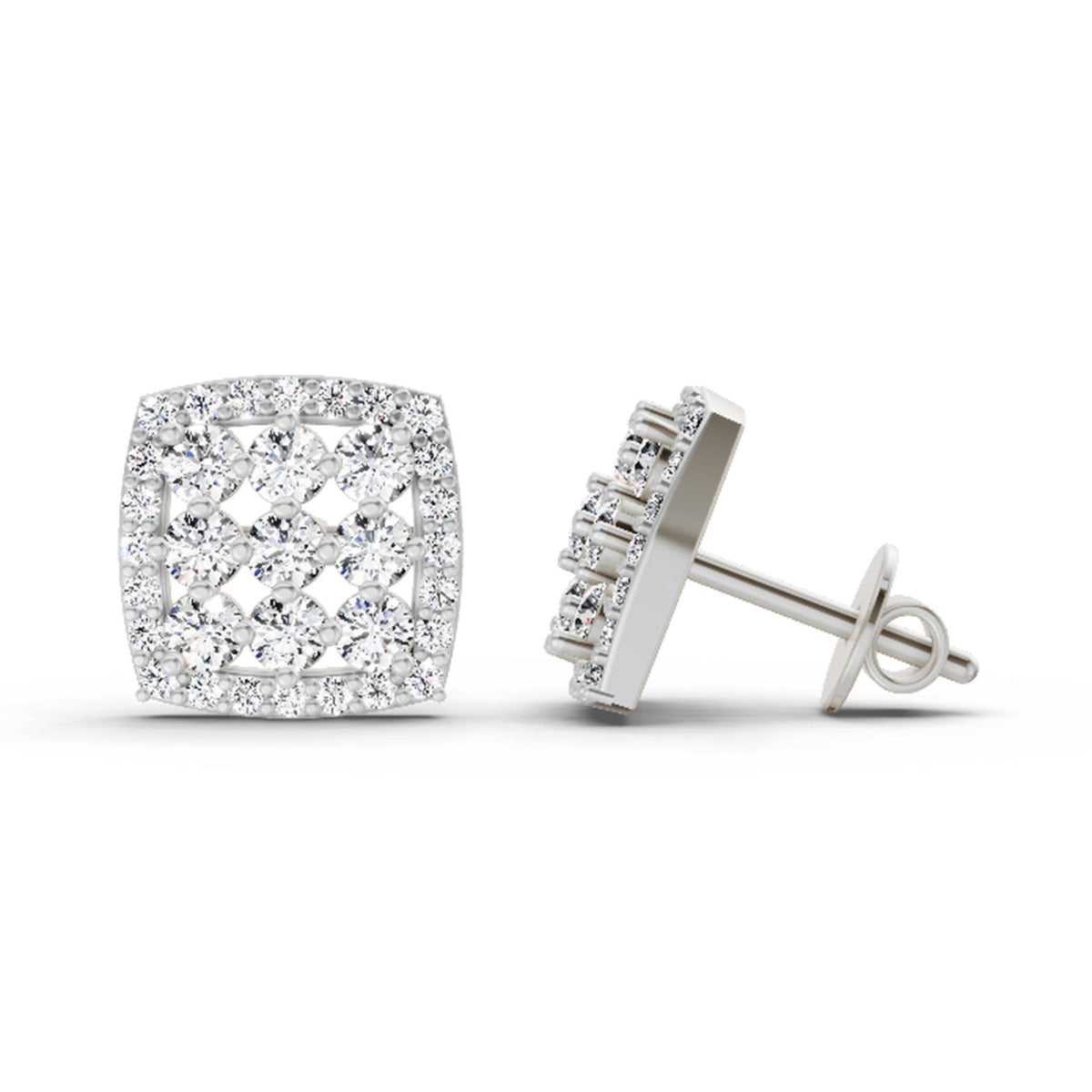 Sublime Round Halo Diamond Stud Earrings