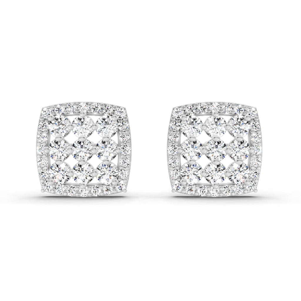1 Carat Round Halo Stud Earrings 14K
