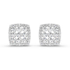 1 Carat Round Halo Stud Earrings 14K