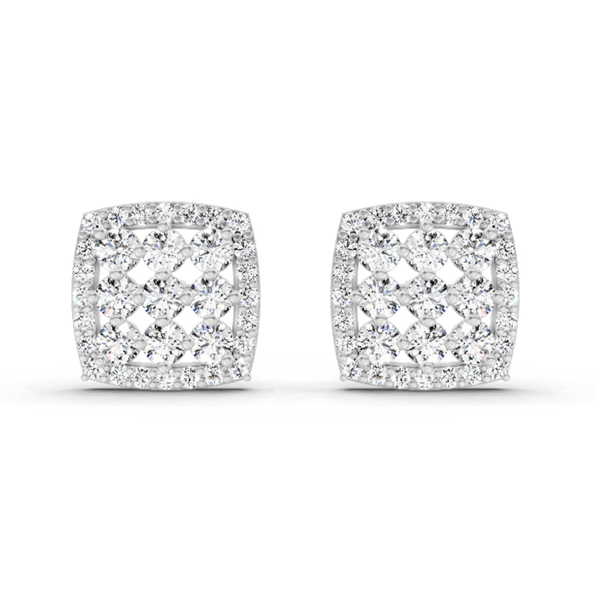 1 Carat Round Halo Stud Earrings 14K