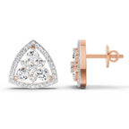 Gleaming Triangle Halo Diamond Stud Earrings