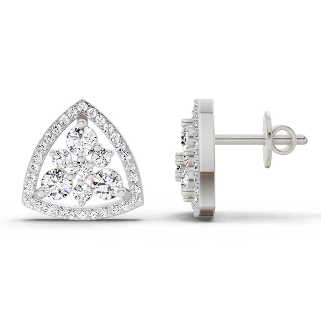 Gleaming Triangle Halo Diamond Stud Earrings