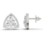Gleaming Triangle Halo Diamond Stud Earrings