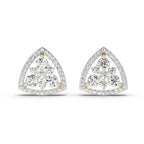 0.77 Carat Round Triangle Halo Stud Earrings 14K