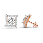 Refined Round Halo Diamond Earrings