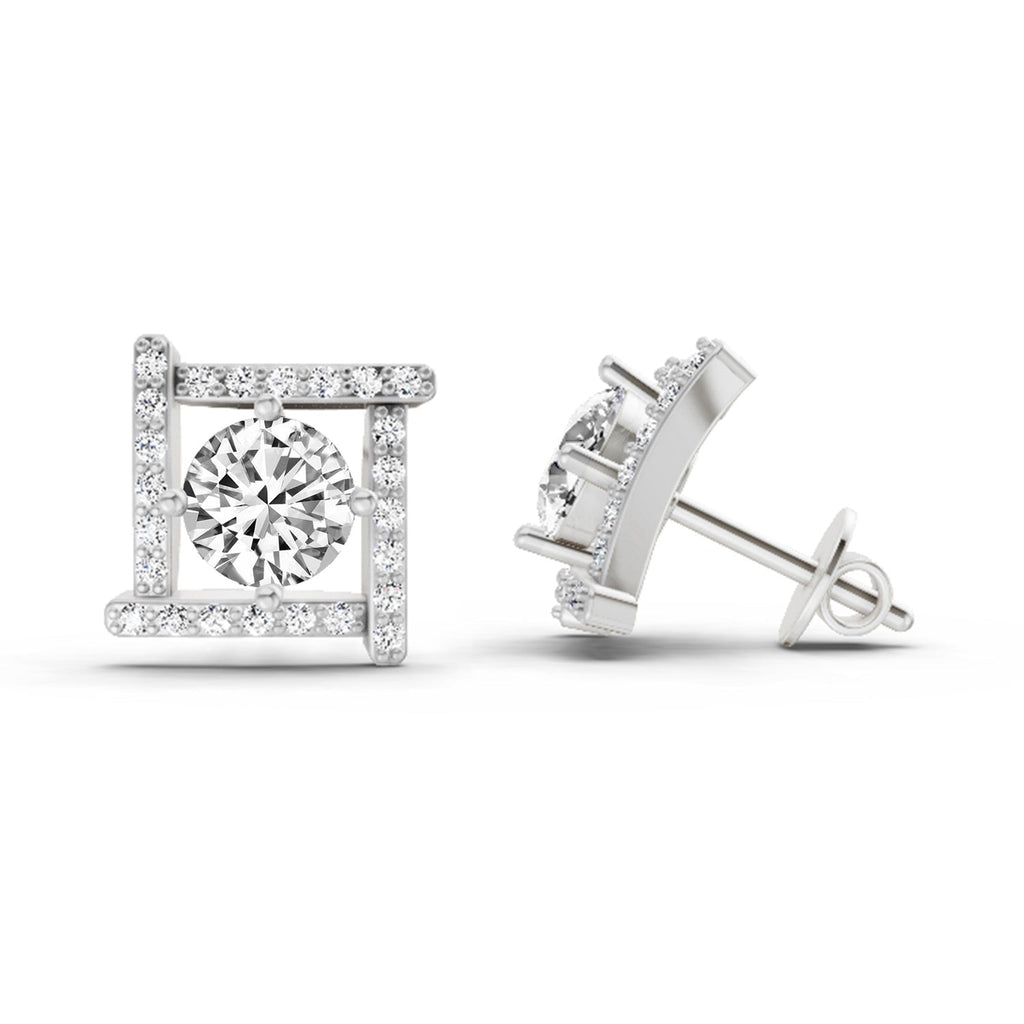 Refined Round Halo Diamond Earrings