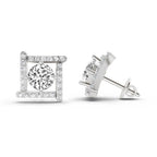 Refined Round Halo Diamond Earrings