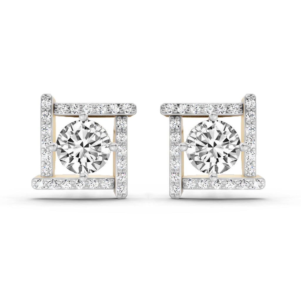 1.98 Carat Round Halo Earrings 14K
