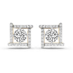 1.98 Carat Round Halo Earrings 14K