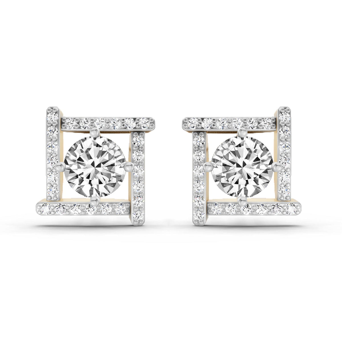 1.98 Carat Round Halo Earrings 14K