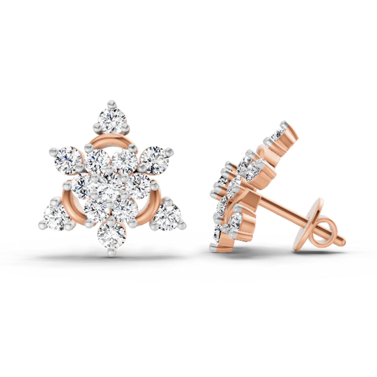 Brilliant Round Floral Diamond Earrings
