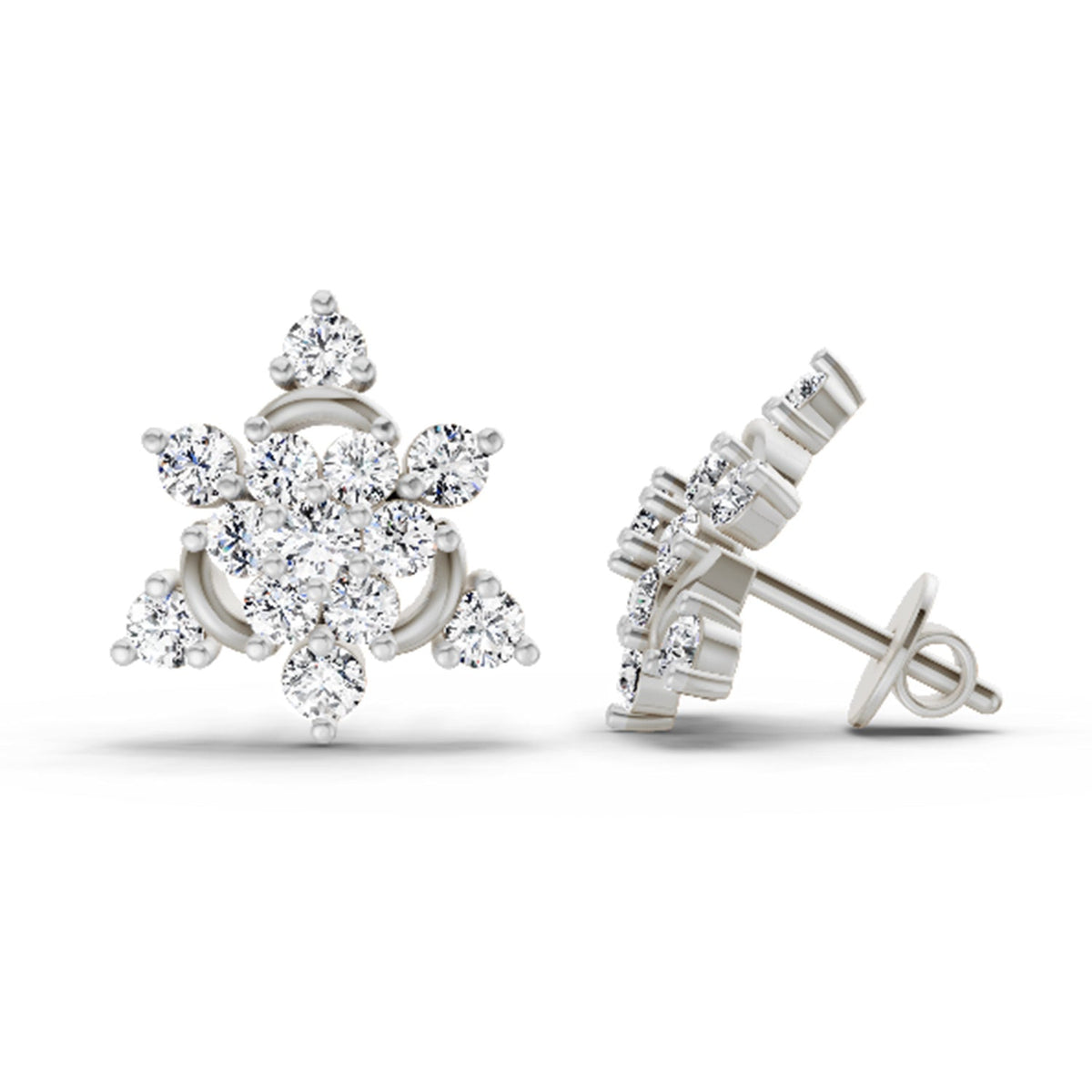 Brilliant Round Floral Diamond Earrings