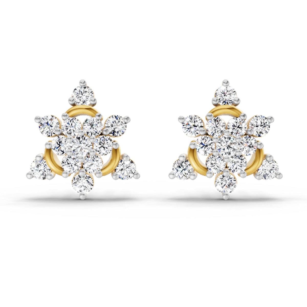 1.17 Carat Round Flower Earrings 14K