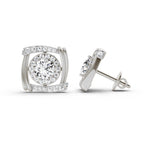 Classic Round Halo Diamond Stud Earrings