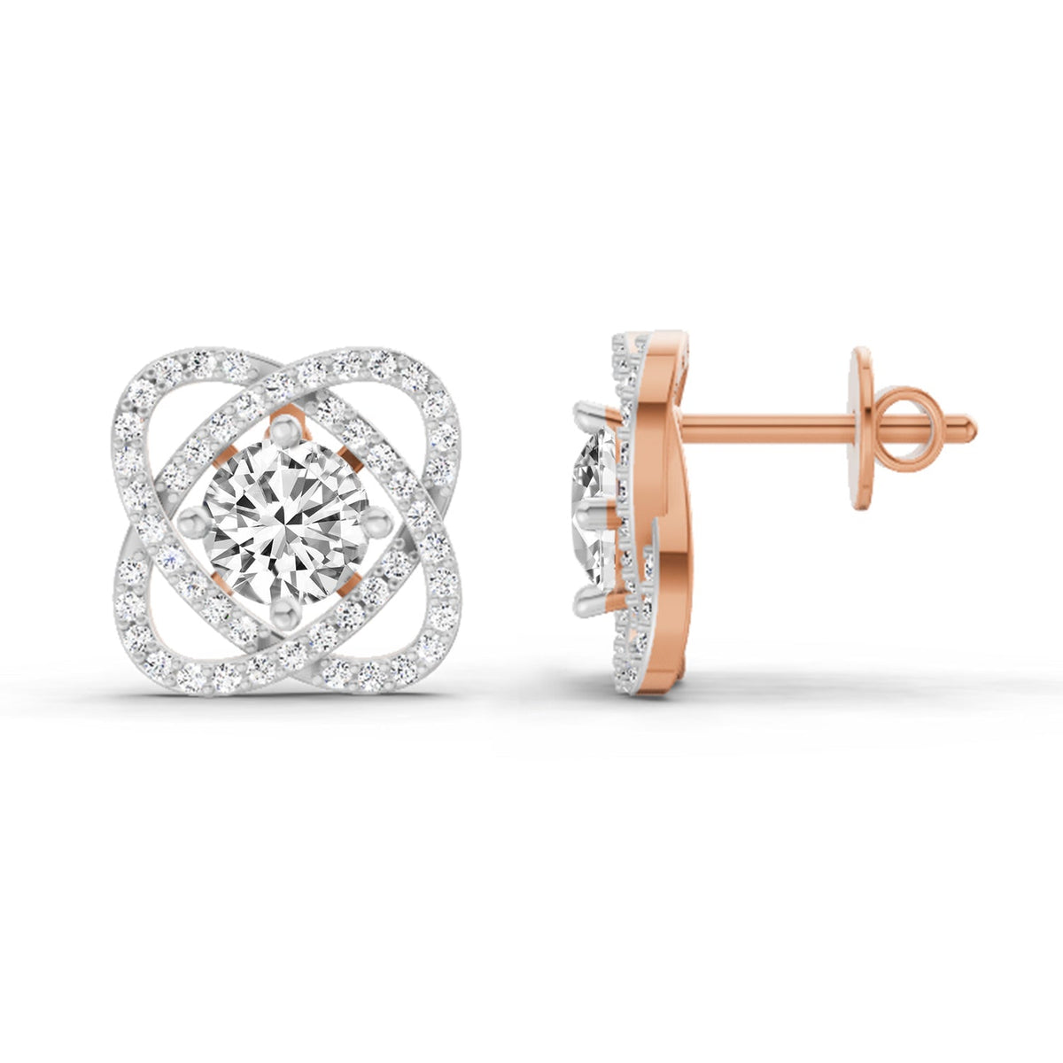 Celestial Round Halo Diamond Stud Earrings