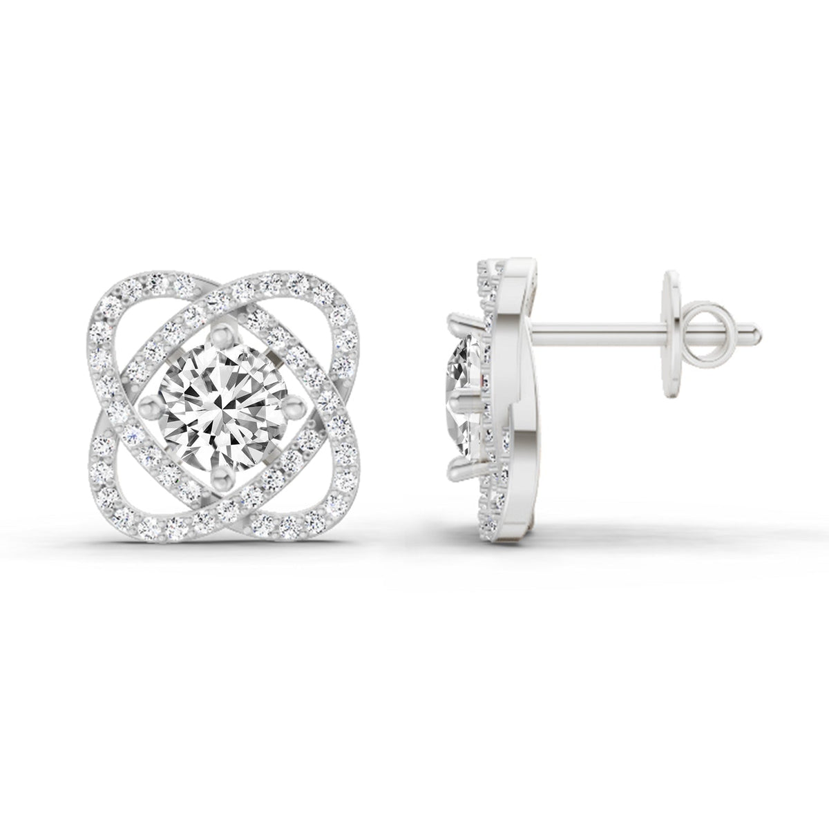 Celestial Round Halo Diamond Stud Earrings
