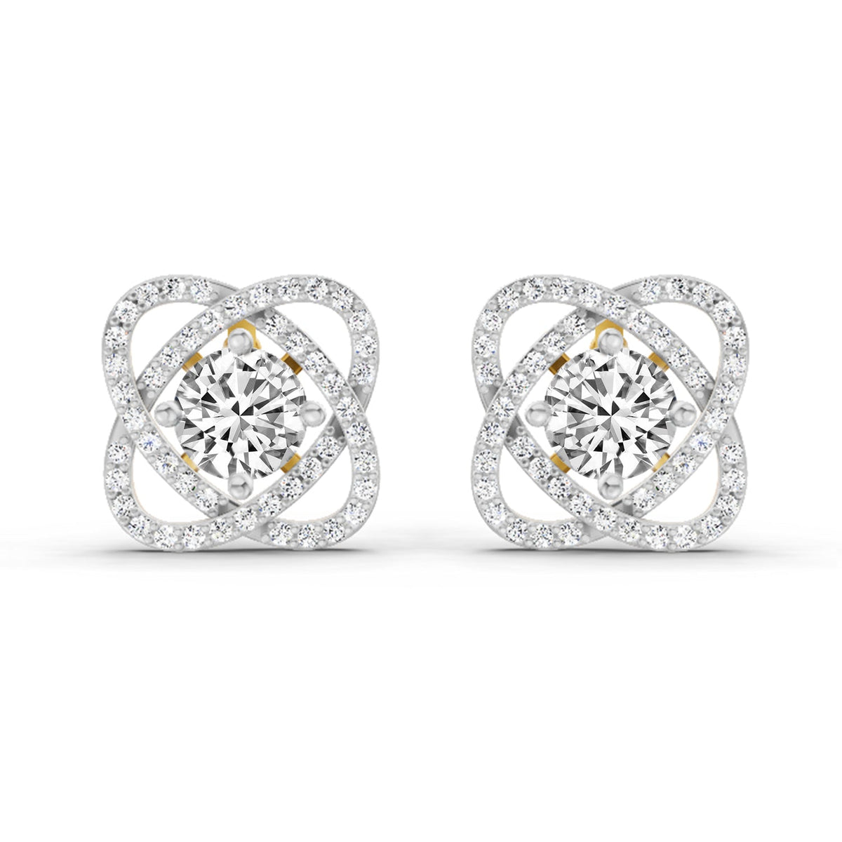 1.78 Carat Round Halo Stud Earrings 14K