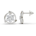 Eternal Round Floral Diamond Stud Earrings