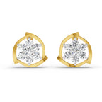 1.11 Carat Round Flower Stud Earrings 14K