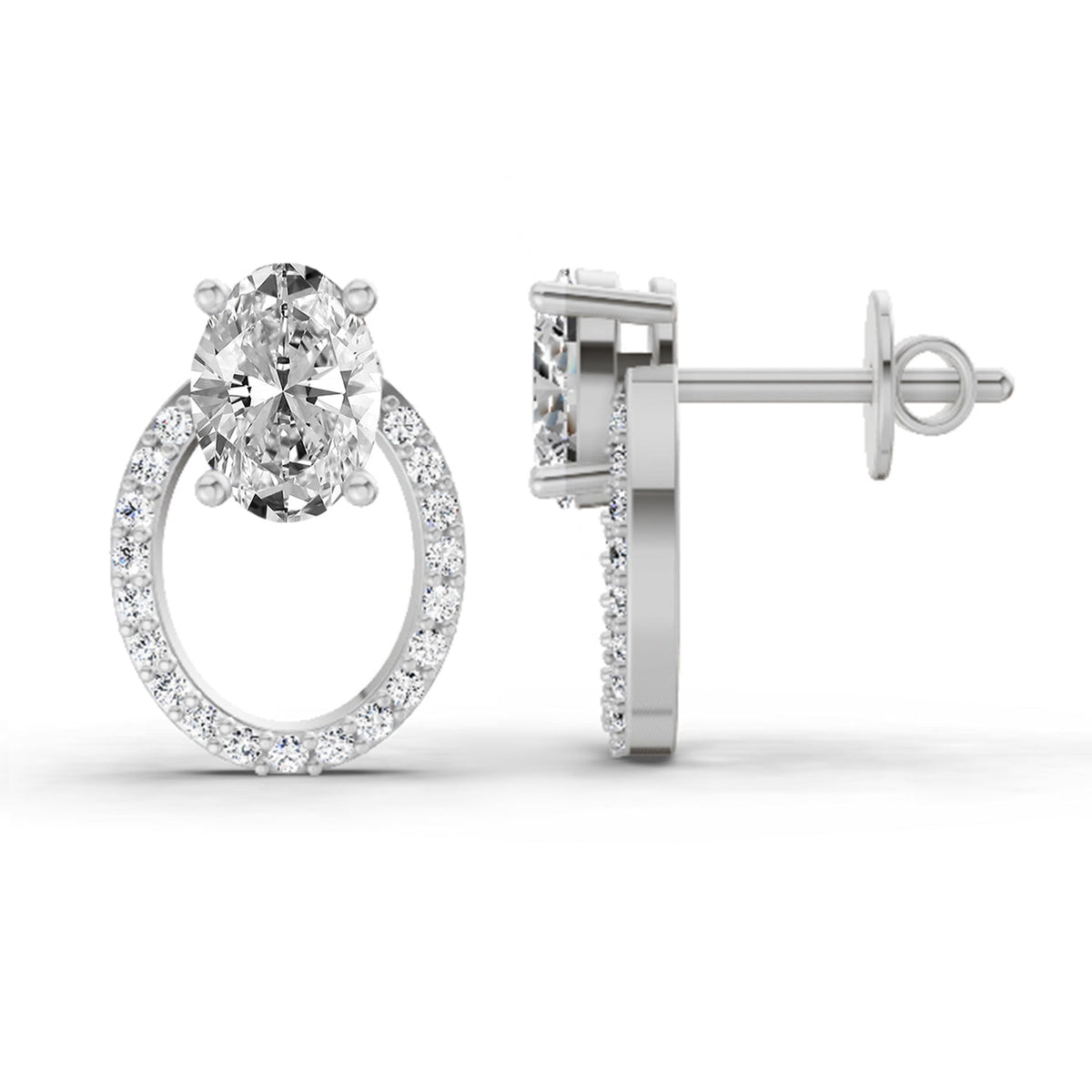 Ethereal Oval Halo Diamond Stud Earrings