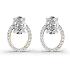 1.73 Carat Oval Halo Stud Diamond Earrings 14K