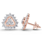 Pristine Geometric Halo Diamond Stud Earrings