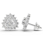 Pristine Geometric Halo Diamond Stud Earrings