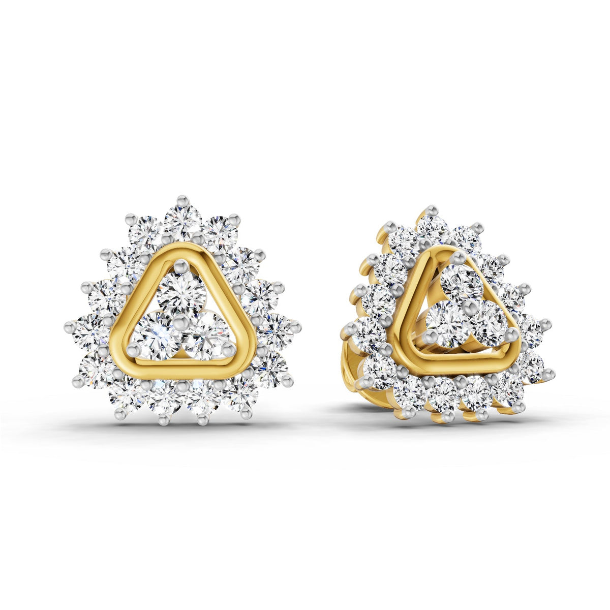 0.75 Carat Round Halo Earrings 14K