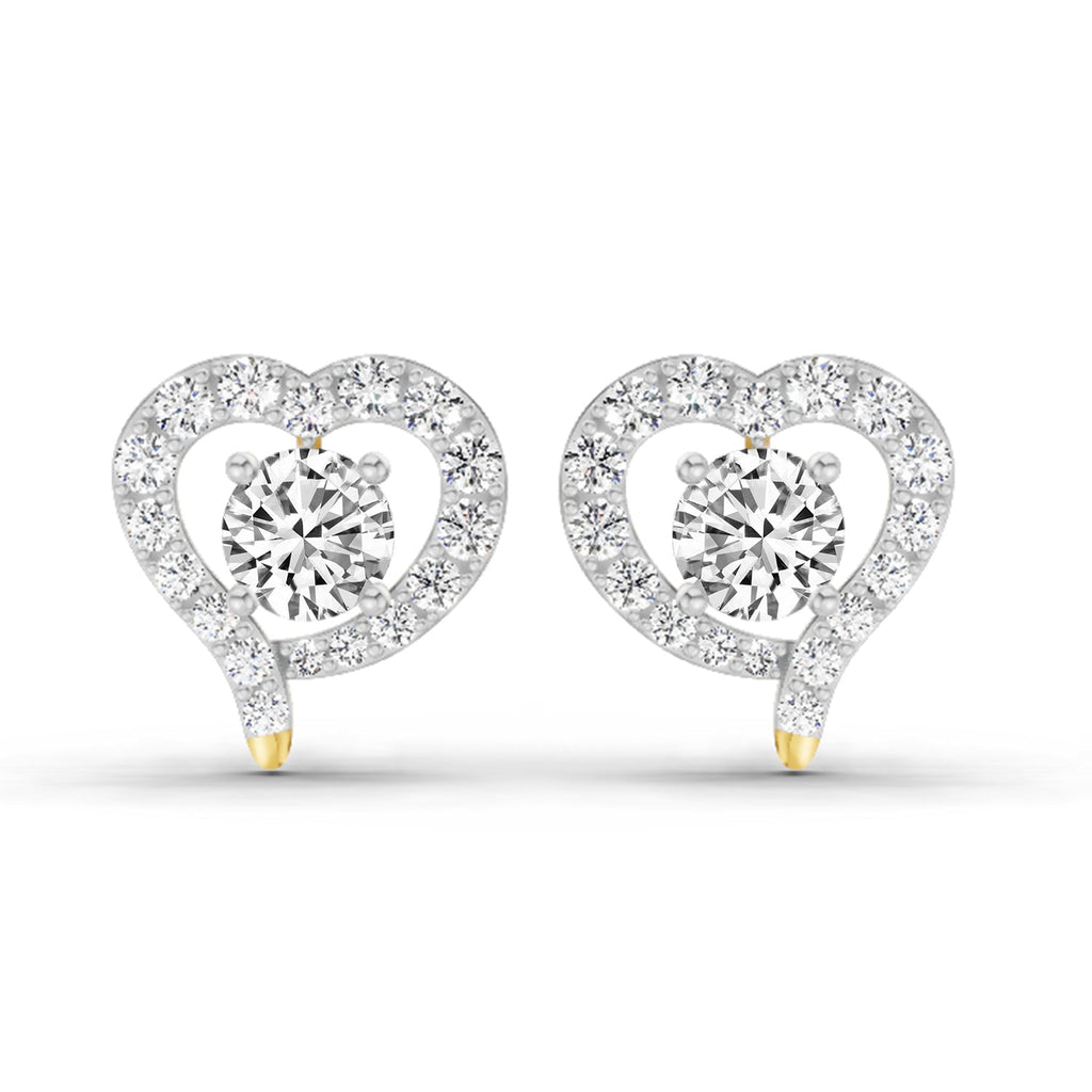 1.64 Carat Round Halo Heart Shape Earrings 14K