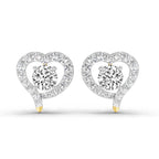 1.64 Carat Round Halo Heart Shape Earrings 14K