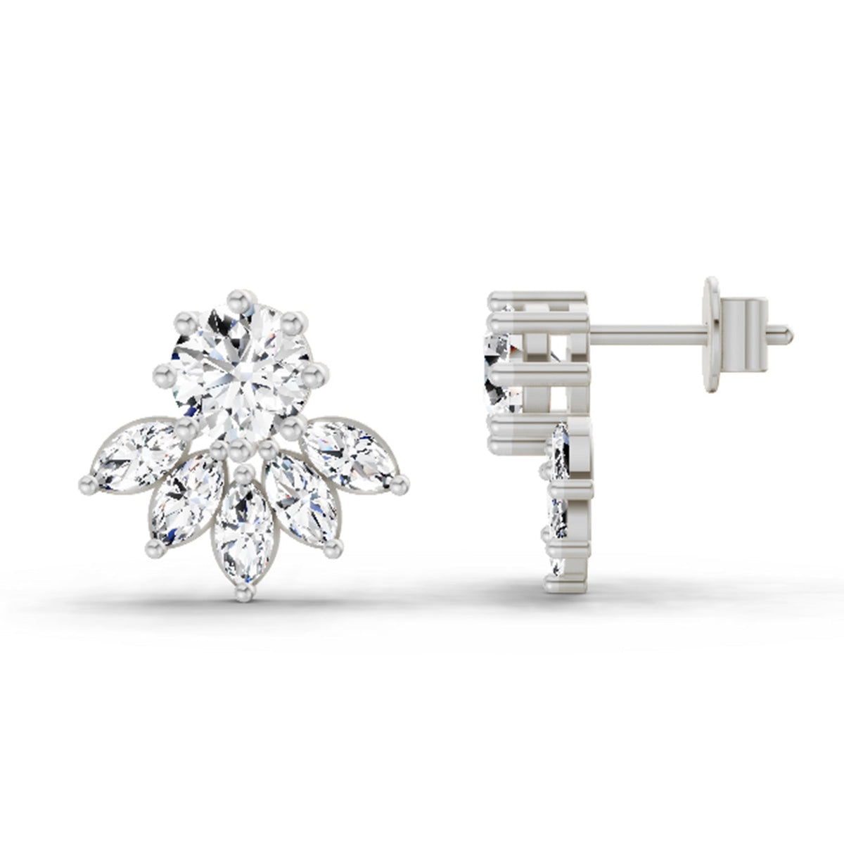Refined Marquise Cluster Diamond Earrings