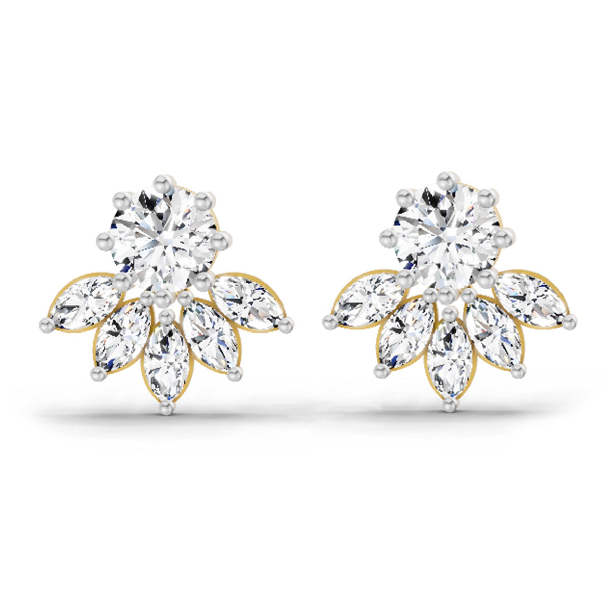 2.7 Carat Marquise Cluster Earrings 14K
