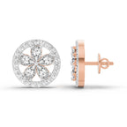 Delicate Pear Floral Diamond Stud Earrings
