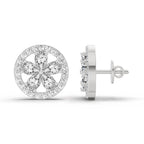 Delicate Pear Floral Diamond Stud Earrings