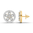 1.46 Carat Pear Flower Halo Stud Earrings 14K