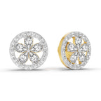 1.46 Carat Pear Flower Halo Stud Earrings 14K