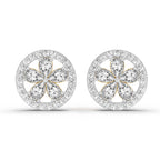 1.46 Carat Pear Flower Halo Stud Earrings 14K