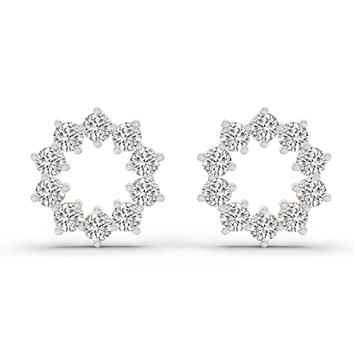 1 Carat Round Flower Stud Earrings 14K