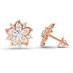 Dreamy Round Floral Diamond Stud Earrings