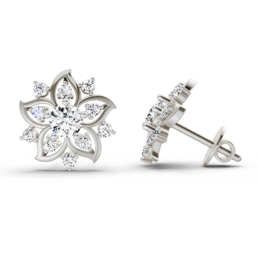 Dreamy Round Floral Diamond Stud Earrings