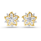0.91 Carat Round Flower Stud Earrings 14K