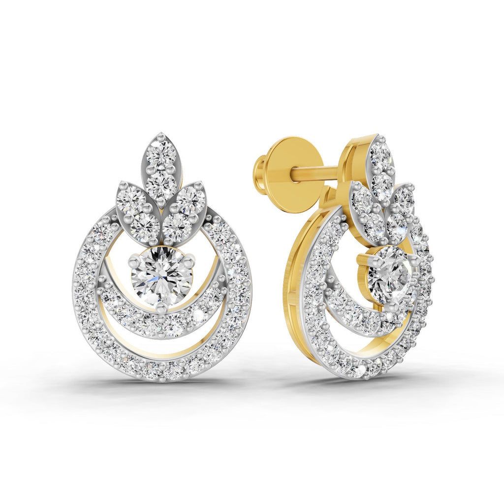 0.91 Carat Diamond Halo Cluster Stud Earrings 14K