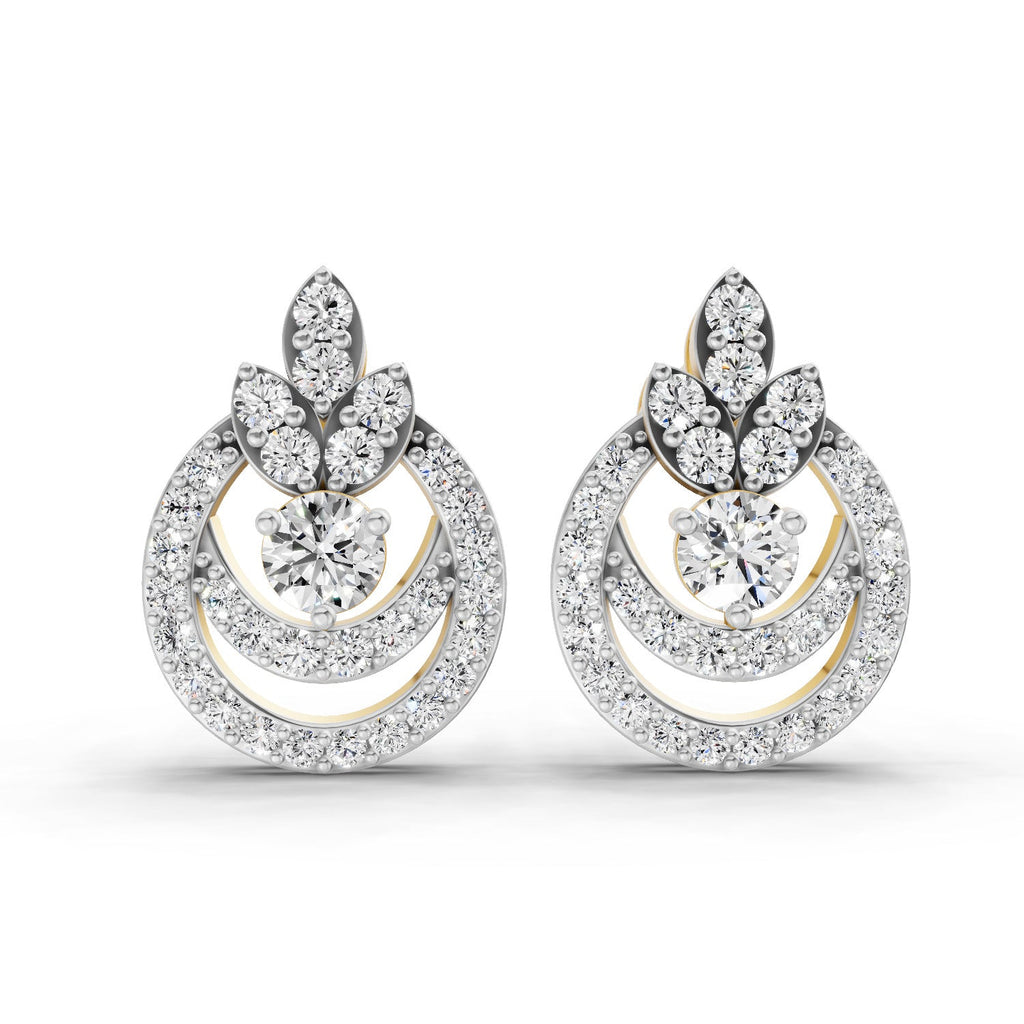 0.91 Carat Diamond Halo Cluster Stud Earrings 14K